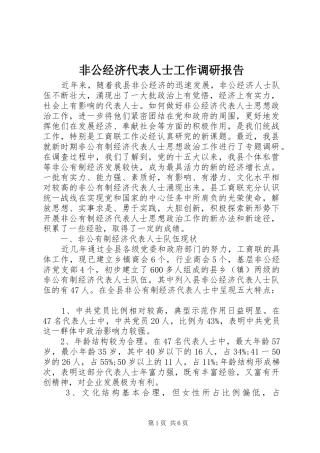 2024年非公经济代表人士工作调研报告
