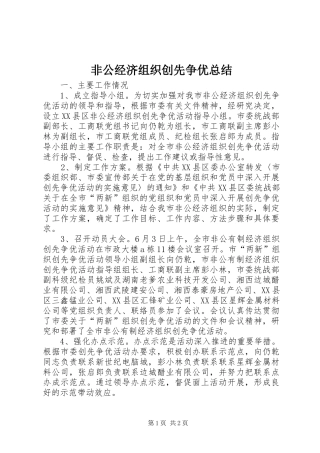 2024年非公经济组织创先争优总结