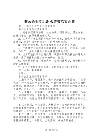 2024年非公企业党组织承诺书范文合集