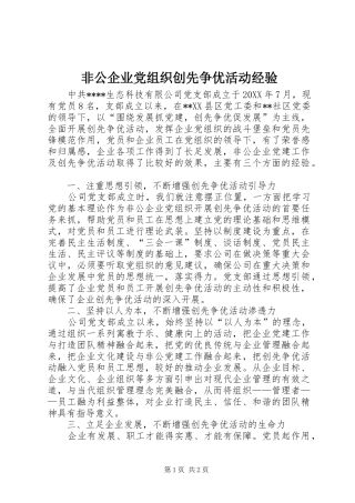 2024年非公企业党组织创先争优活动经验