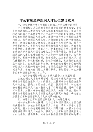 2024年非公有制经济组织人才队伍建设意见