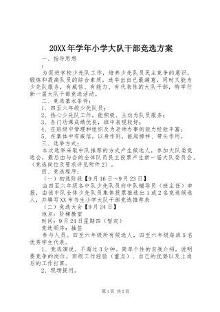 2024年学年小学大队干部竞选方案