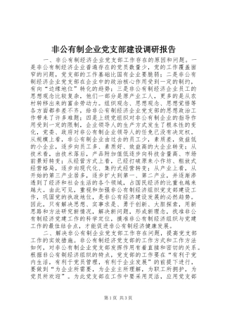 2024年非公有制企业党支部建设调研报告
