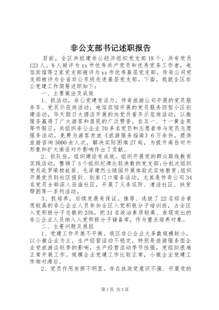 2024年非公支部书记述职报告