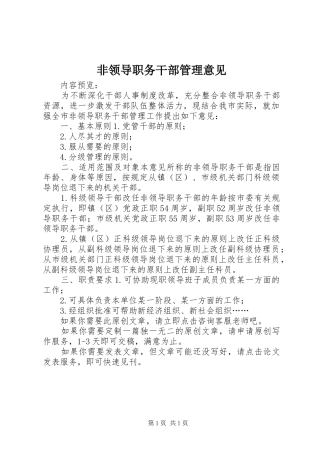 2024年非领导职务干部管理意见