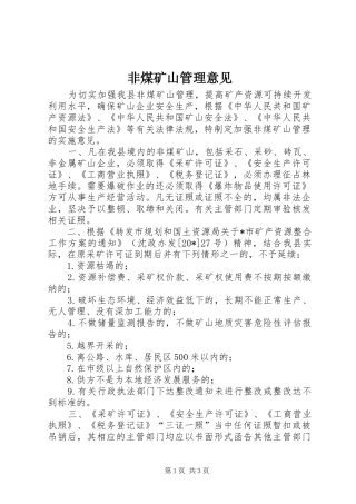 2024年非煤矿山管理意见