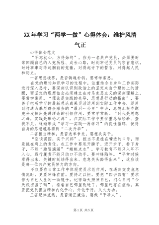 2024年学习两学一做心得体会维护风清气正