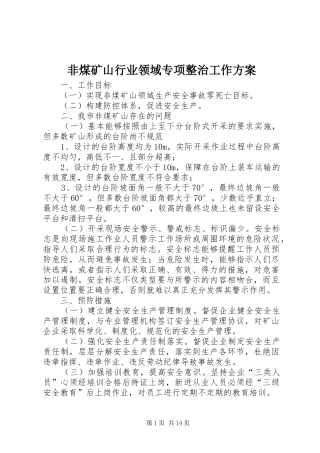 2024年非煤矿山行业领域专项整治工作方案