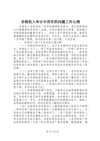 2024年非税收入审计中存在的问题工作心得