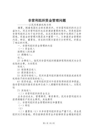 2024年非营利组织资金管理问题