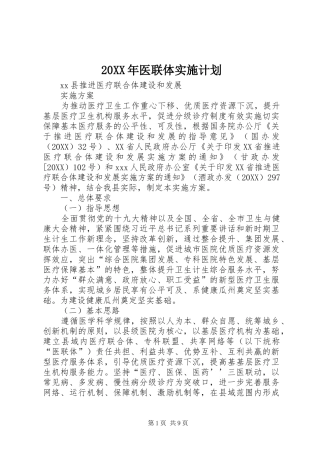 2024年医联体实施计划