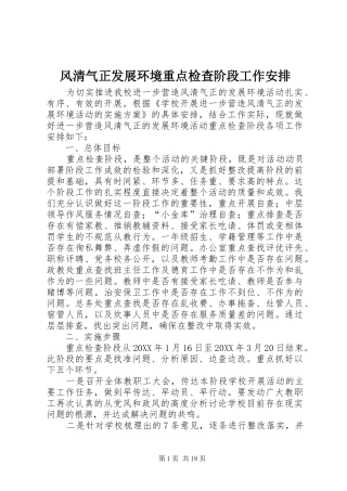 2024年风清气正发展环境重点检查阶段工作安排