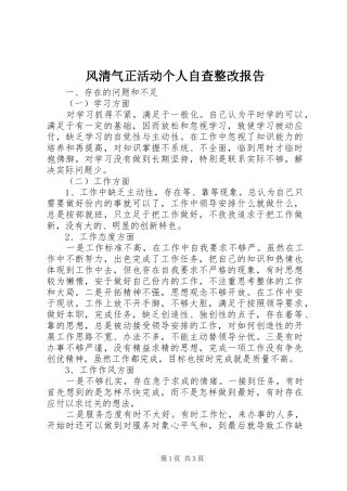 2024年风清气正活动个人自查整改报告