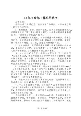 2024年医疗部工作总结范文