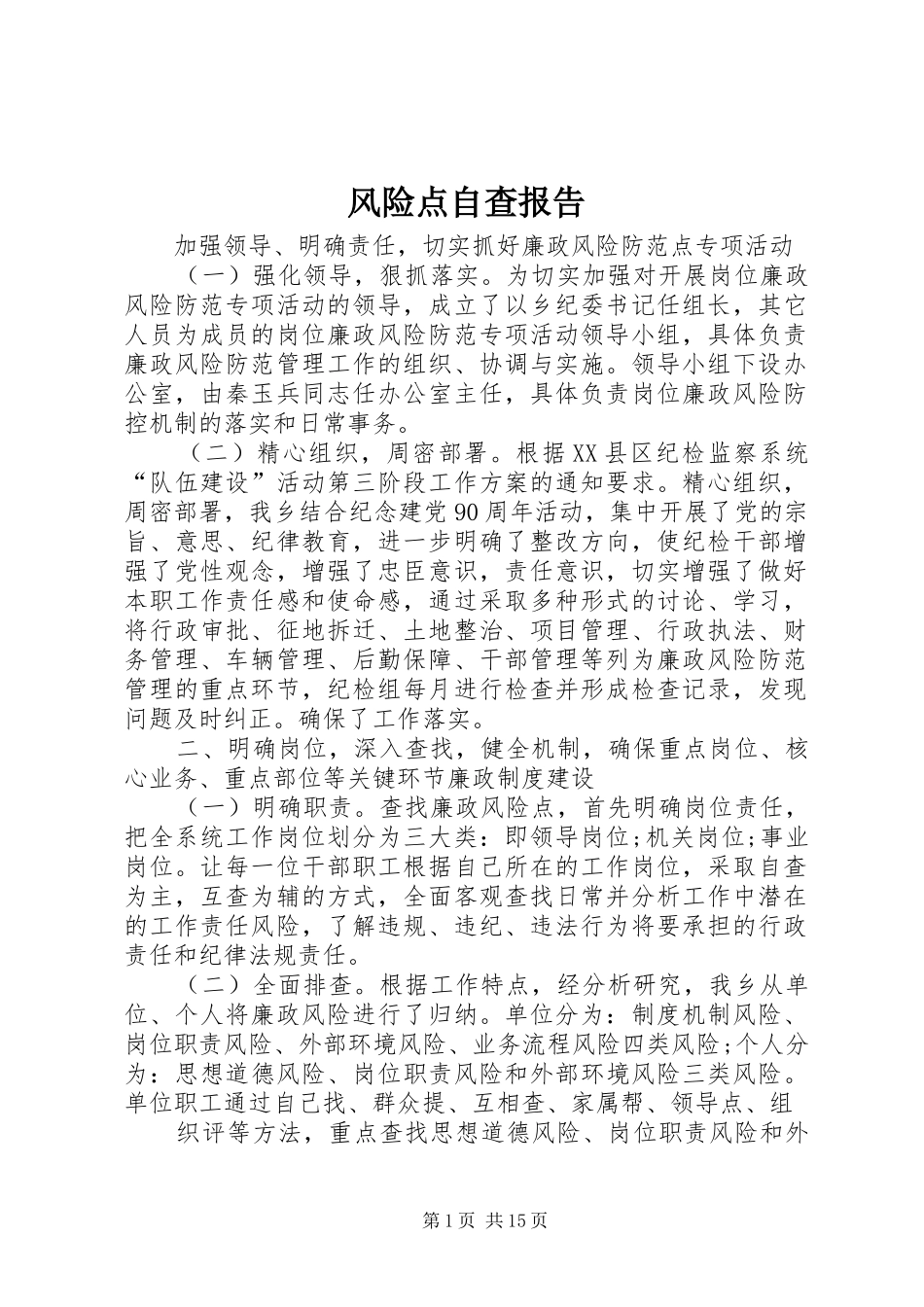 2024年风险点自查报告_第1页