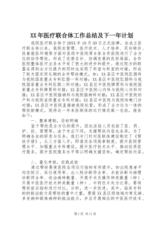 2024年医疗联合体工作总结及下一年计划