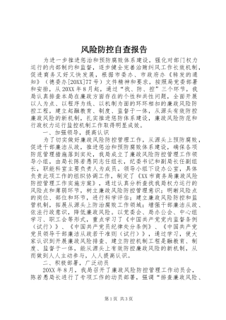 2024年风险防控自查报告