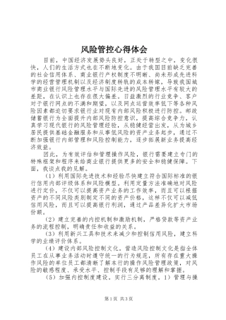2024年风险管控心得体会