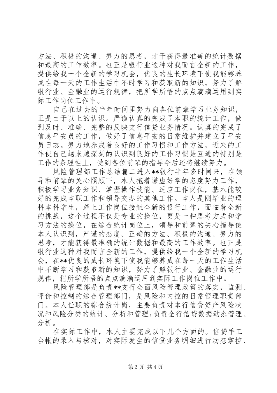 2024年风险管理部工作总结_第2页