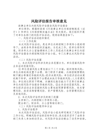 2024年风险评估报告审核意见