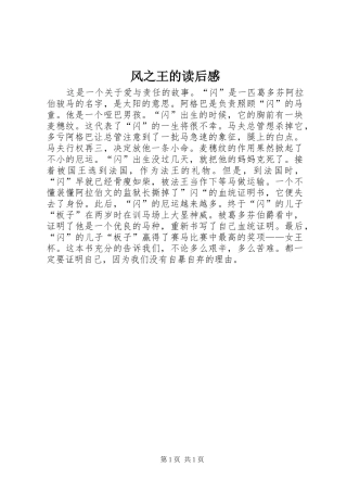 2024年风之王的读后感