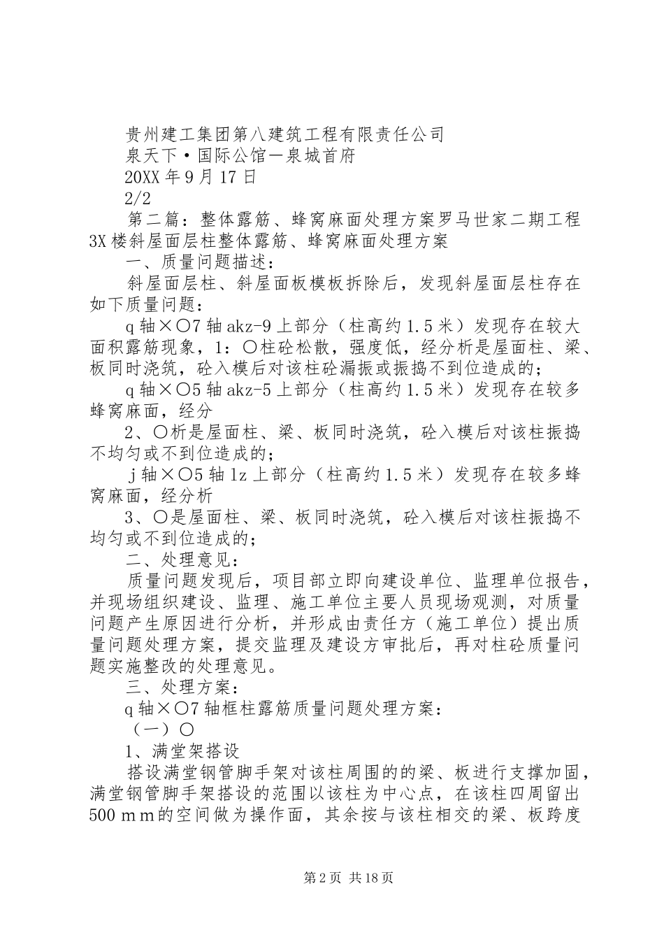 2024年蜂窝麻面及露筋整改方案_第2页