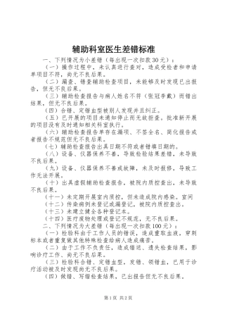 2024年辅助科室医生差错标准