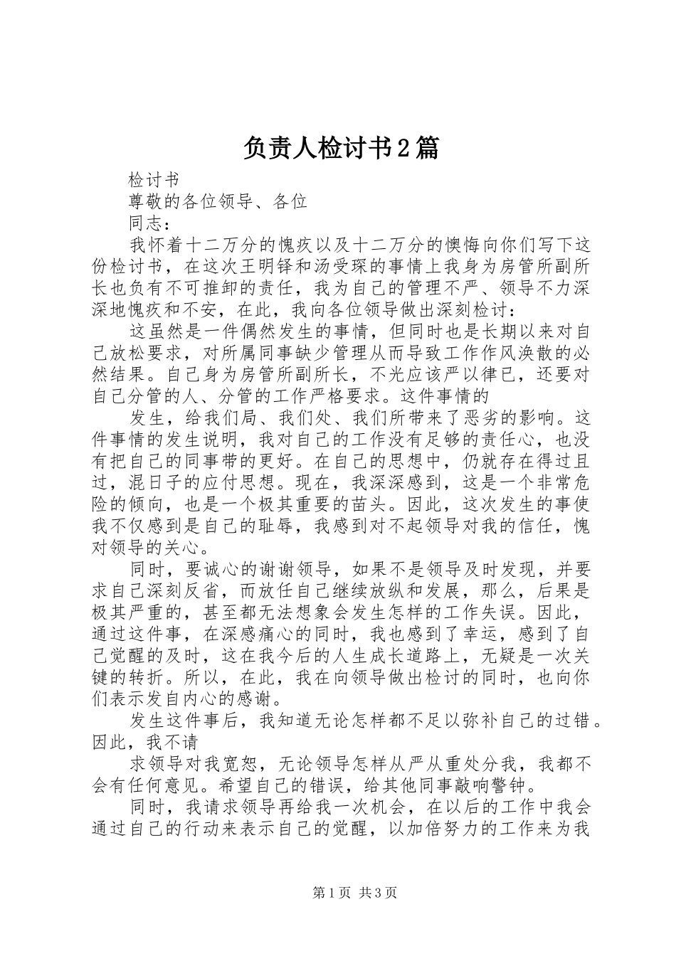 2024年负责人检讨书篇_第1页