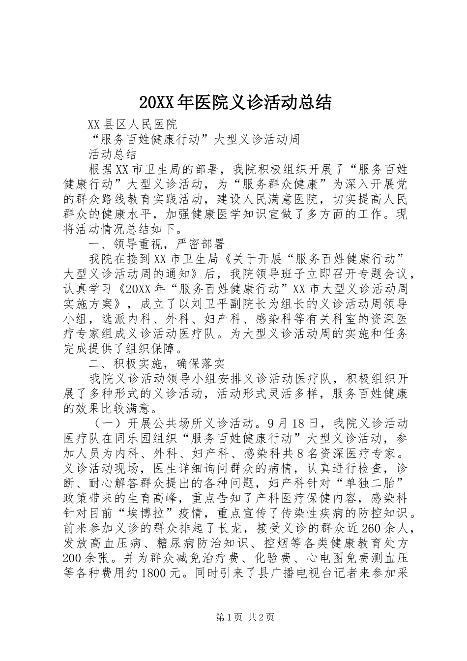 2024年医院义诊活动总结_第1页