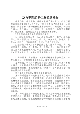 2024年医院月份工作总结报告