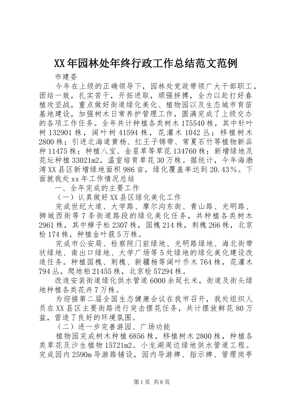 2024年园林处年终行政工作总结范文范例_第1页
