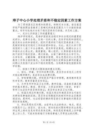 2024年埠子中心小学处理矛盾和不稳定因素工作方案