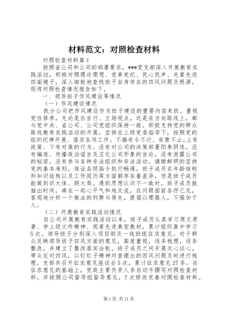 2024年材料范文对照检查材料
