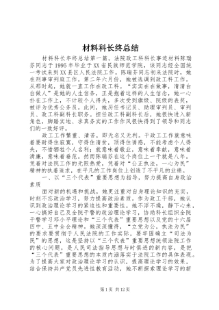 2024年材料科长终总结