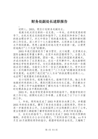 2024年财务处副处长述职报告