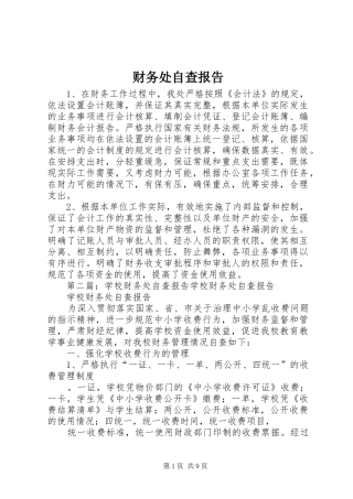 2024年财务处自查报告