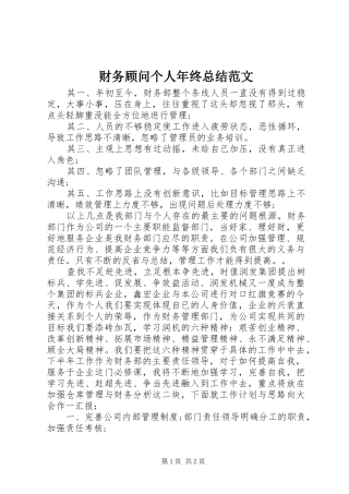 2024年财务顾问个人年终总结范文