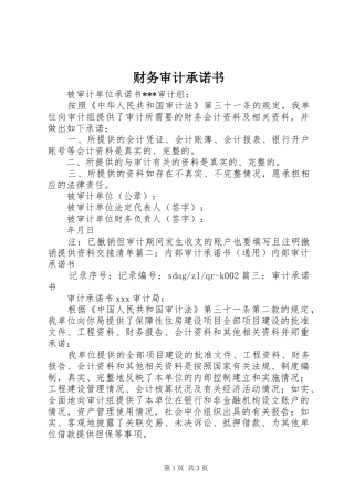 2024年财务审计承诺书