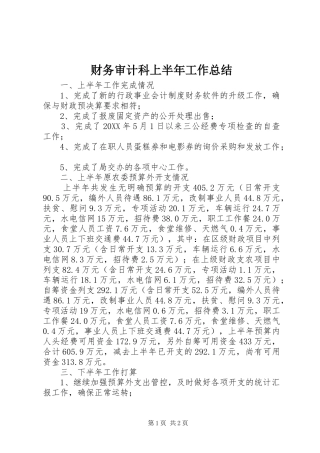 2024年财务审计科上半年工作总结