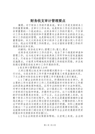 2024年财务收支审计管理要点