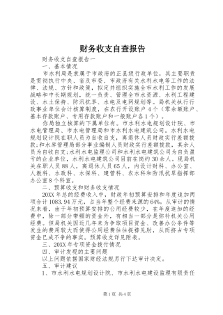 2024年财务收支自查报告