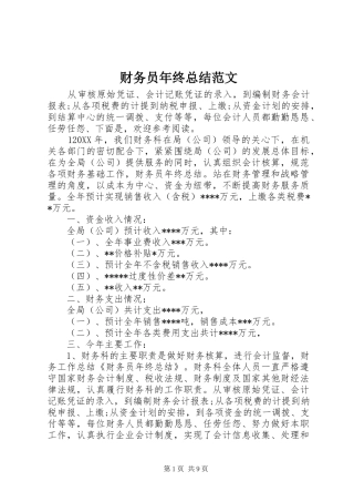 2024年财务员年终总结范文