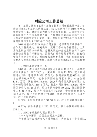 2024年财险公司工作总结