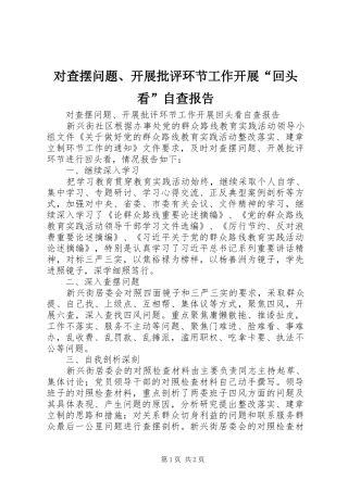 2024年对查摆问题开展批评环节工作开展回头看自查报告