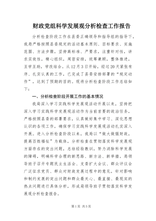 2024年财政党组科学发展观分析检查工作报告