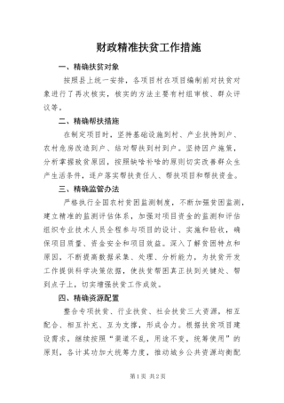 2024年财政精准扶贫工作措施