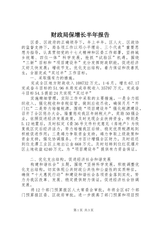 2024年财政局保增长半年报告