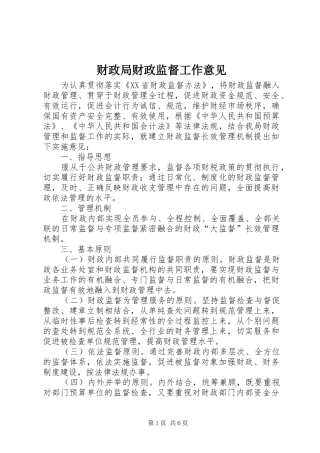 2024年财政局财政监督工作意见