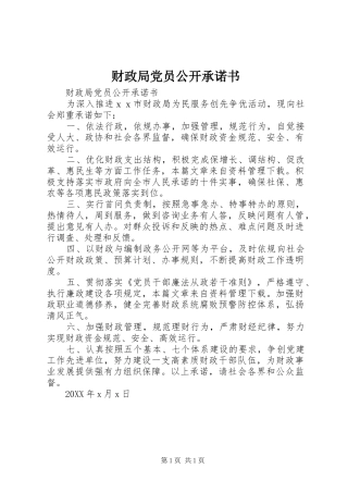 2024年财政局党员公开承诺书