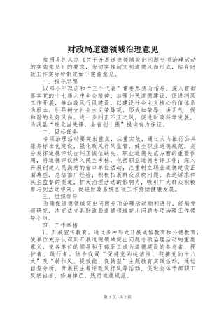 2024年财政局道德领域治理意见